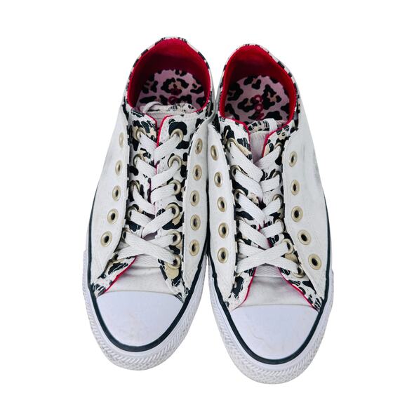 Converse Chuck Taylor All Star Sneakers Women's 7 White Leopard Double Tongue - Picture 7 of 13